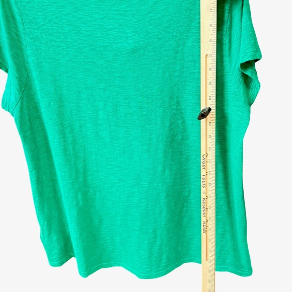 Soft Surroundings Floral Applique Tee Top Oversized Cotton Green Large - Picture 4 of 5